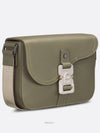 Saddle Mini Strap Grained Calfskin Messenger Bag Khaki - DIOR - BALAAN 3