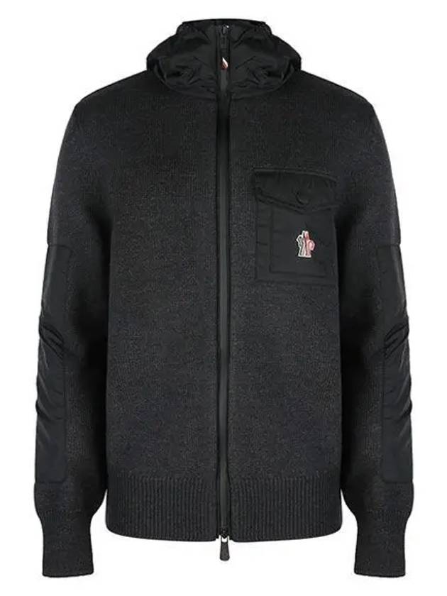 23FW 9B00007 A9462 972 Men's Logo Patch Hooded Zip-up Jacket Dark Gray 989356 - MONCLER - BALAAN 1