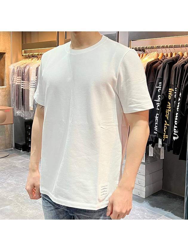 Men's Center Back Striped Short Sleeve T-Shirt White - THOM BROWNE - BALAAN 4