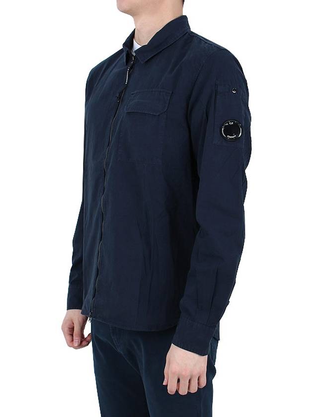 Gabardine Zipped Long Sleeve Shirt Navy - CP COMPANY - BALAAN 5