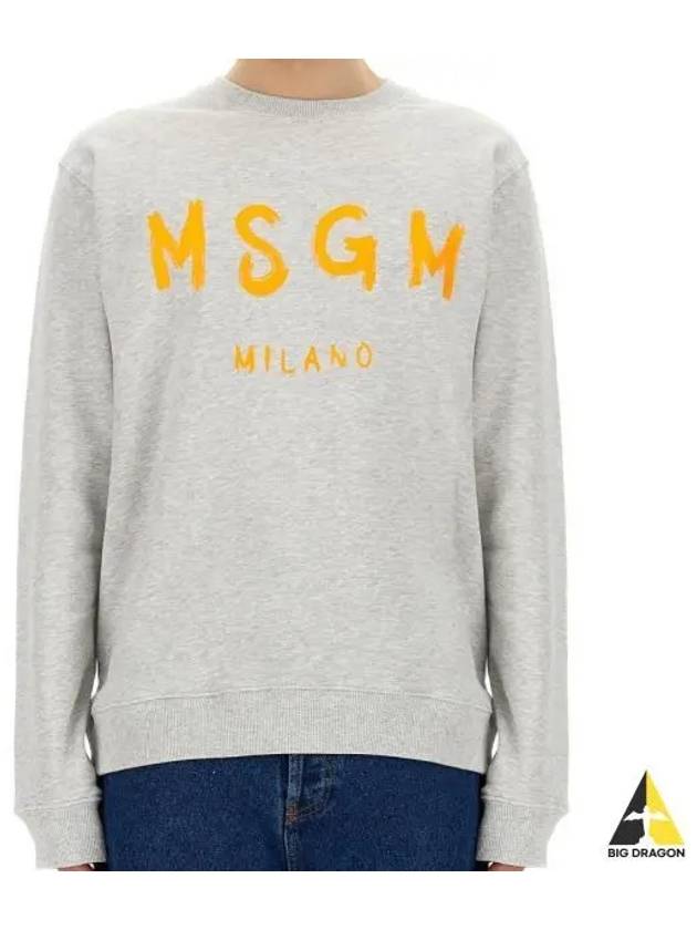 Logo Print Cotton Long Sleeve T-Shirt Light Grey - MSGM - BALAAN 2