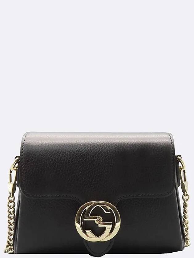 607720 Black leather gold plated interlocking small chain cross bag - GUCCI - BALAAN 2