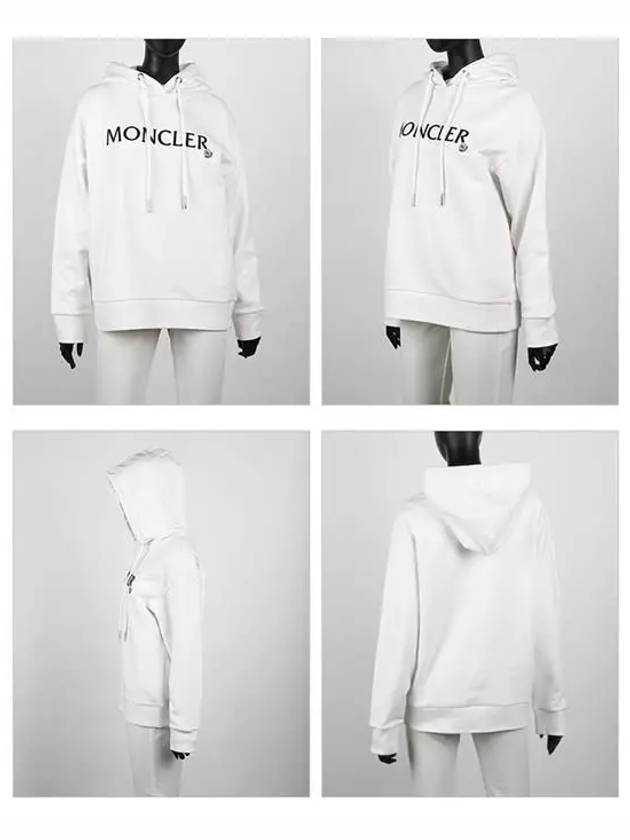 Embroidered Logo Lettering Cotton Hoodie Off White - MONCLER - BALAAN 3