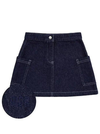 KIDS Blue Pocket Denim Skirt 4SBM12SKTB 533 10A 12A 1209100 - DIOR - BALAAN 1