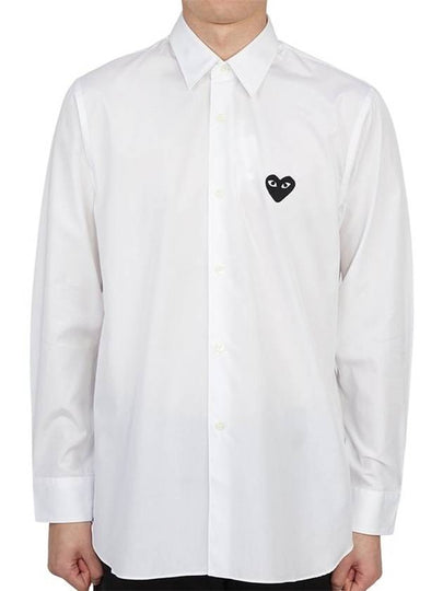 Heart Patch Poplin Long Sleeve Shirt White - COMME DES GARCONS - BALAAN 2