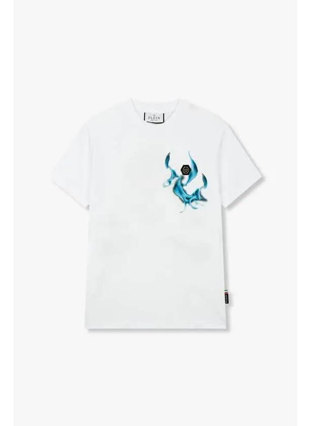 Men s Flame Skull Cotton T Shirt White - PHILIPP PLEIN - BALAAN 1