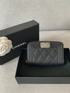 Boy Zipper Card Wallet Caviar Black Silver A80602 - CHANEL - BALAAN 1