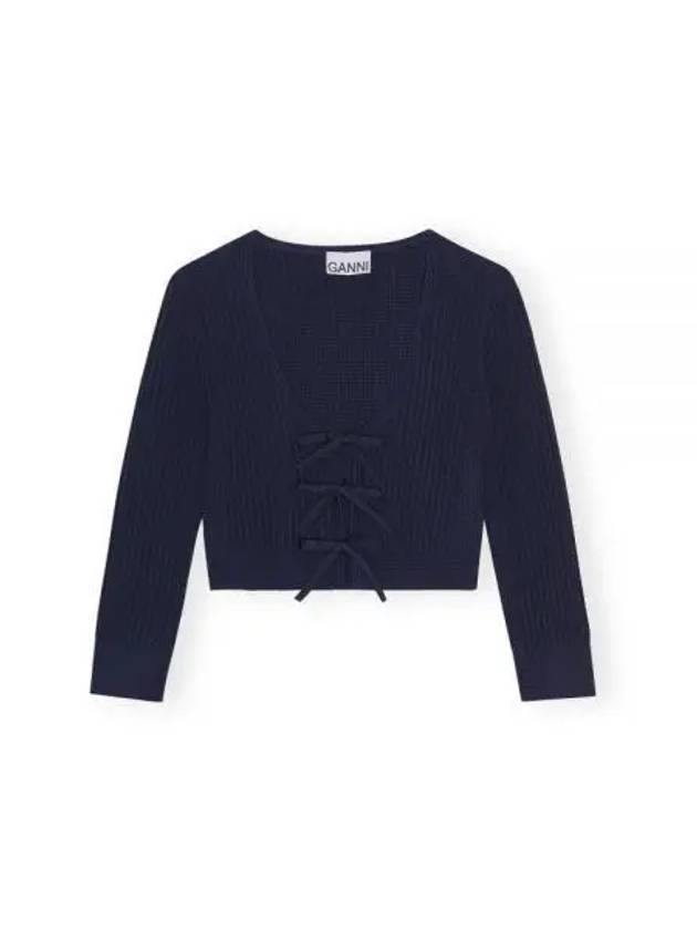 Blue Melange Knit Cardigan K1990 683 - GANNI - BALAAN 1