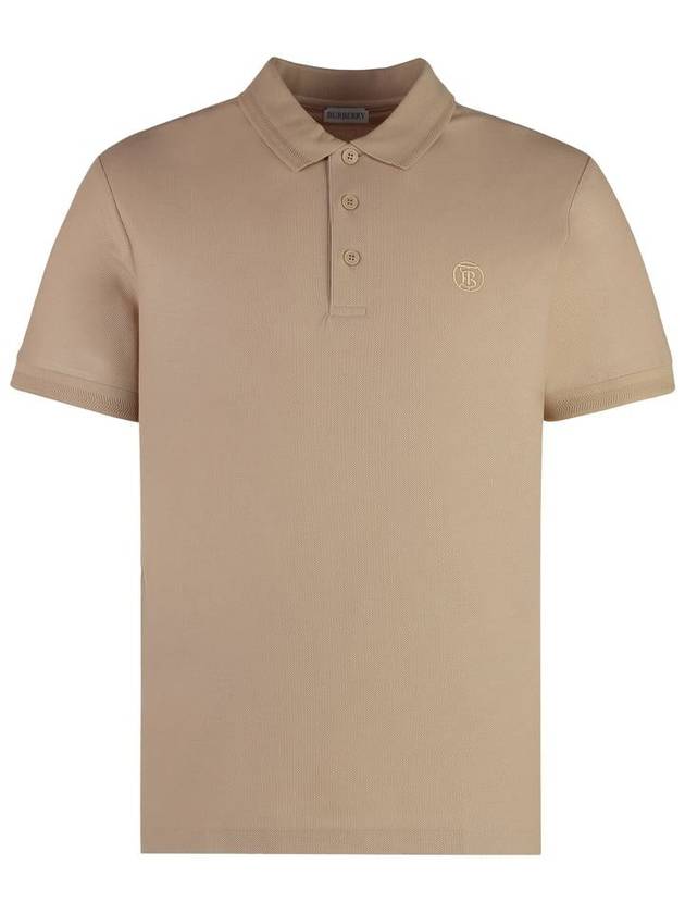 Embroidered Logo Polo Shirt Beige - BURBERRY - BALAAN 2