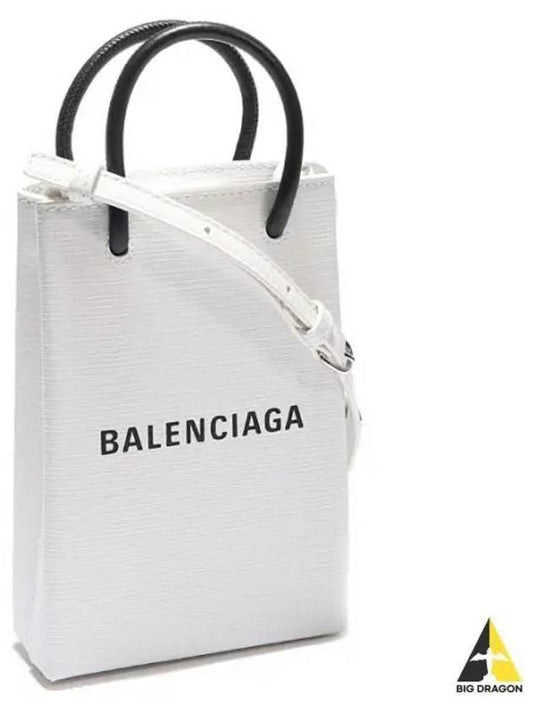 Logo Leather Phone Holder Mini Bag White - BALENCIAGA - BALAAN 2