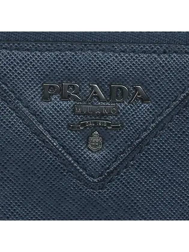 2NG05V Silver Logo Navy Color Saffiano Pouch and Clutch - PRADA - BALAAN 4