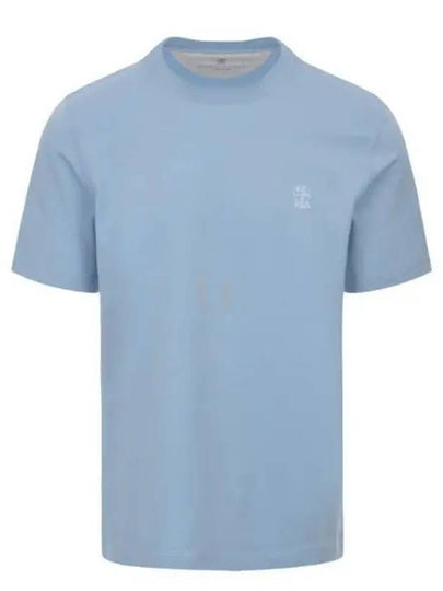 Logo Short Sleeve T-shirt Blue - BRUNELLO CUCINELLI - BALAAN 2