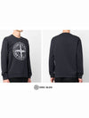 Garment Dyed Stitches Four Print Crewneck Sweatshirt Navy - STONE ISLAND - BALAAN 5