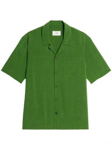 Camp Collar Short Sleeve Shirt Green - AMI - BALAAN 1