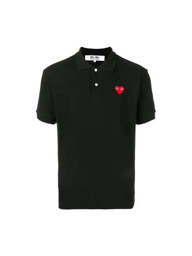 Heart Wappen Short Sleeve Polo Shirt Black - COMME DES GARCONS PLAY - BALAAN 1