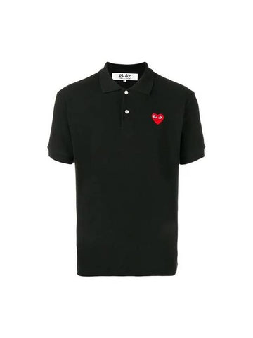 Heart Wappen Short Sleeve Polo Shirt Black - COMME DES GARCONS PLAY - BALAAN 1