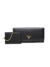 Women s Prada 1MH132 Black Saffiano Triangle Gold Lettering Logo Long Wallet gt Gangbuk used luxury goods - PRADA - BALAAN 3