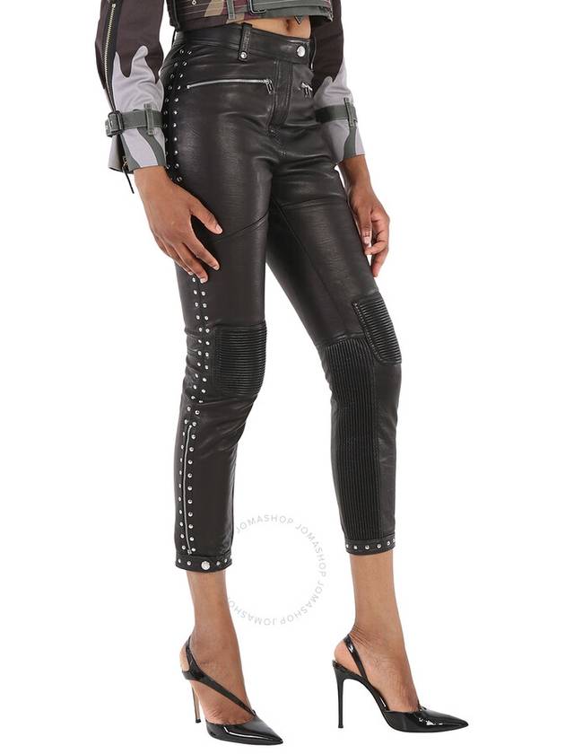 Studded Leather Zip Dale Straight Pants Black - BURBERRY - BALAAN 3