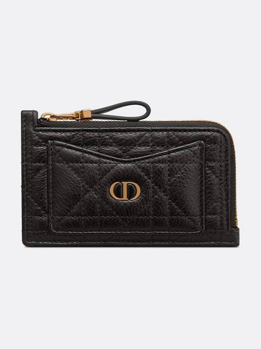 Caro Cosmos Zipper Supple Cannage Calfskin Card Wallet Black - DIOR - BALAAN 2