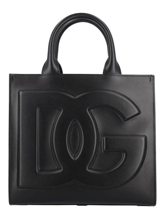 DG Logo Small Leather Tote Bag Black - DOLCE&GABBANA - BALAAN 1