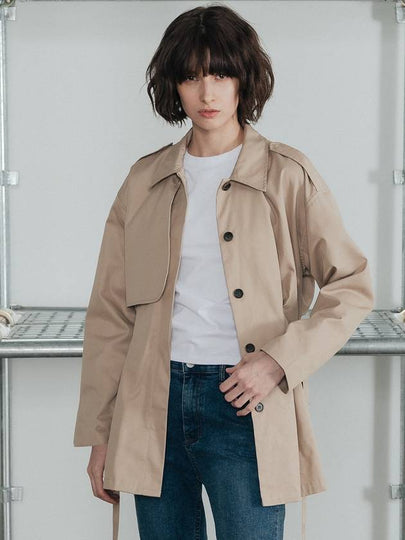 Button Half Trench Jacket Beige - HARDCORE HAPPINESS - BALAAN 2