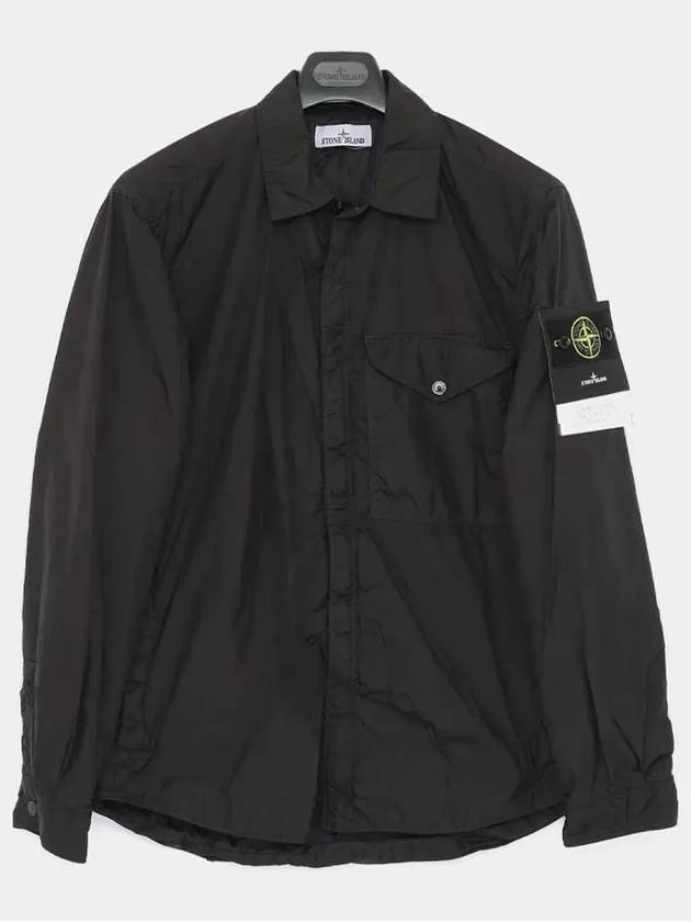 Logo Patch Zip Up Jacket Black - STONE ISLAND - BALAAN 4