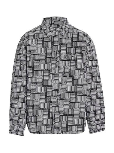 Vtmnts Men's Black/White Barcode Monogram Puffer Shirt, Size X-Small - VETEMENTS - BALAAN 1