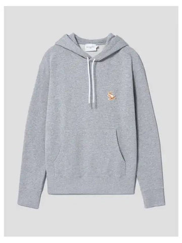 Unisex Chillex Fox Patch Classic Hooded Sweatshirt Hoodie Gray Melange Domestic Product - MAISON KITSUNE - BALAAN 1