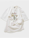 Artwork Flower Drawing Short Sleeve T Shirt Ivory - FFEFF STUDIO - BALAAN 3