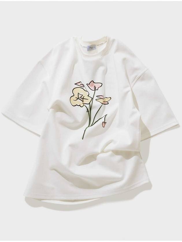 Artwork Flower Drawing Short Sleeve T Shirt Ivory - FFEFF STUDIO - BALAAN 3