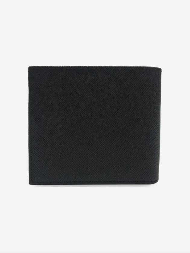 Triangle Logo Saffiano Half Wallet Black - PRADA - BALAAN 4