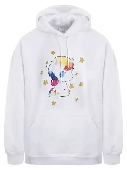 Unicorn Print Cotton Hoodie White - VETEMENTS - BALAAN 1