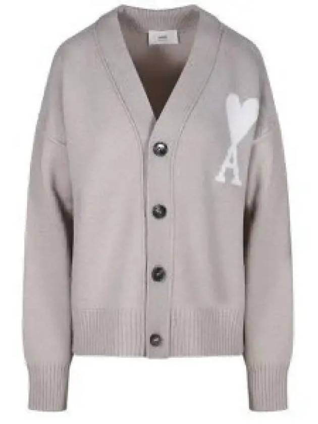 De Coeur Logo Wool Cardigan Light Beige - AMI - BALAAN 2