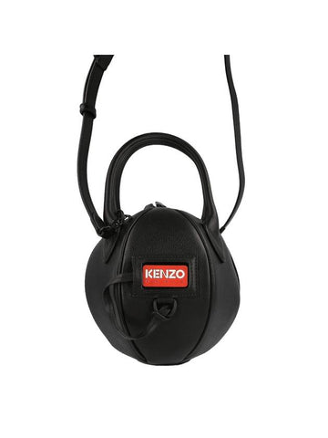 Logo Discover Beach Ball Leather Tote Bag Black - KENZO - BALAAN 1