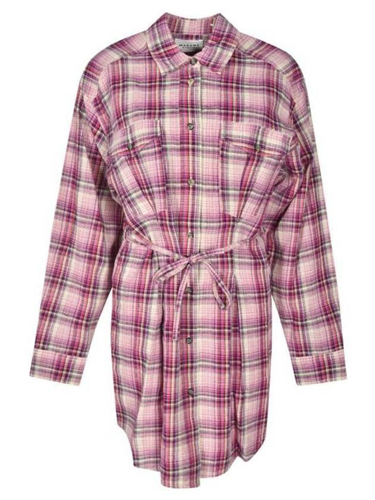 Liliane Check Midi Shirt Dress Pink - ISABEL MARANT - BALAAN 1