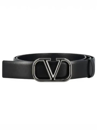 V Logo Leather Belt Black - VALENTINO - BALAAN 2