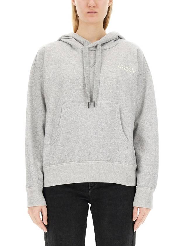 Sylla Embroidered Logo Oversized Hoodie Grey - ISABEL MARANT - BALAAN 3