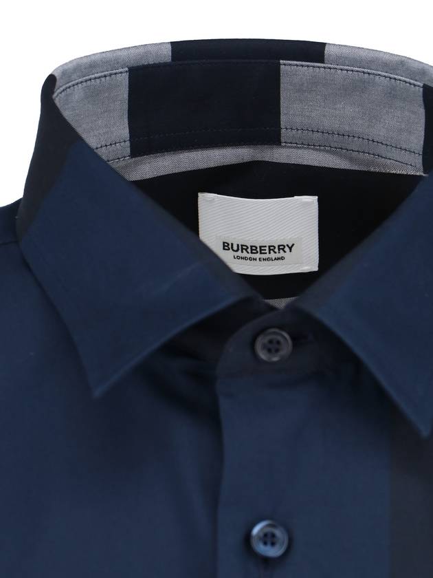 Check Cotton Short Sleeve Shirt Navy - BURBERRY - BALAAN 4