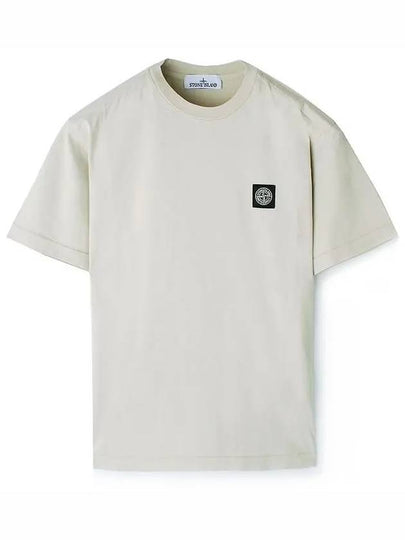 Logo Patch Short Sleeve T-Shirt Beige - STONE ISLAND - BALAAN 2