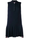 Women's Classic Pique Sleeveless Tennis Dress Navy - THOM BROWNE - BALAAN 3