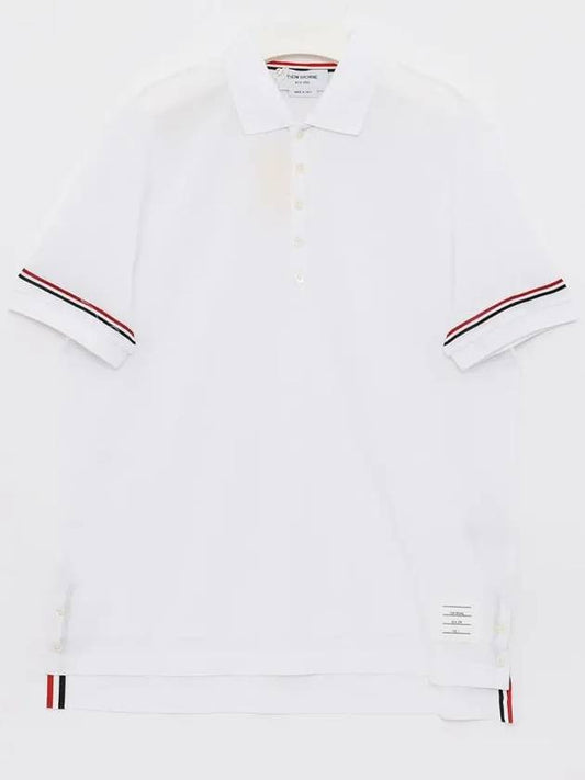 Lightweight Cotton Short Sleeve Polo Shirt White - THOM BROWNE - BALAAN 2