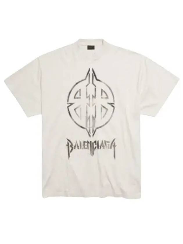 Metal BB Stencil Cotton Short Sleeve T-Shirt White - BALENCIAGA - BALAAN 2