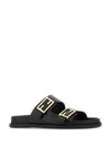 Women's FF Leather Fill Flat Sandals Slippers Black - FENDI - BALAAN 3