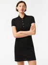 Women's Slim Fit Stretch Cotton Pique Polo Short Dress Black - LACOSTE - BALAAN 3