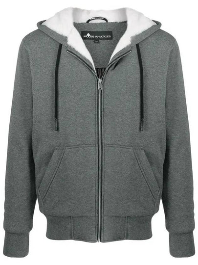 Bunny Fur Zip Up Hoodie Grey - MOOSE KNUCKLES - BALAAN 2