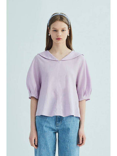 SAILOR COLLAR LINEN PUFF SLEEVE BLOUSELAVENDER - OPENING SUNSHINE - BALAAN 2