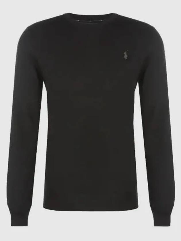 Logo Crew Neck Wool Knit Top Black - POLO RALPH LAUREN - BALAAN 2