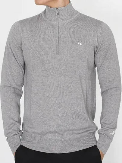 Kian Half Zip-Up Knit Top Melange Grey - J.LINDEBERG - BALAAN 2