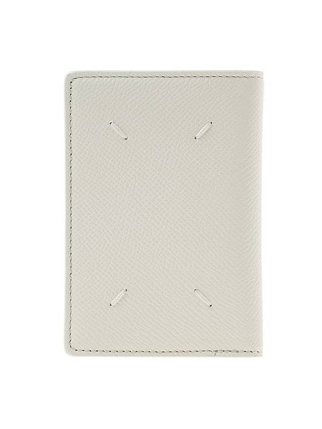 Stitched Bi-Fold Leather Card Wallet White - MAISON MARGIELA - BALAAN 1