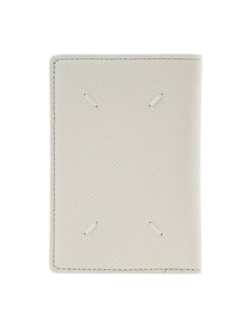 Stitched Bi-Fold Leather Card Wallet White - MAISON MARGIELA - BALAAN 1